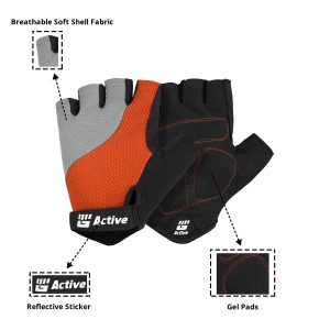 Orange Short Finger Cycling Gloves