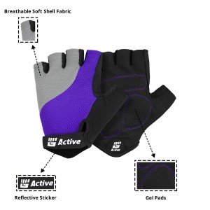 Purple Short Finger Cycling Gloves