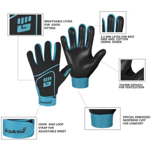 Black and Sky Blue Gaelic Gloves