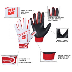 Red and White Gaelic Gloves