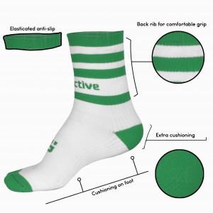 Green and White Football Mid Leg Socks