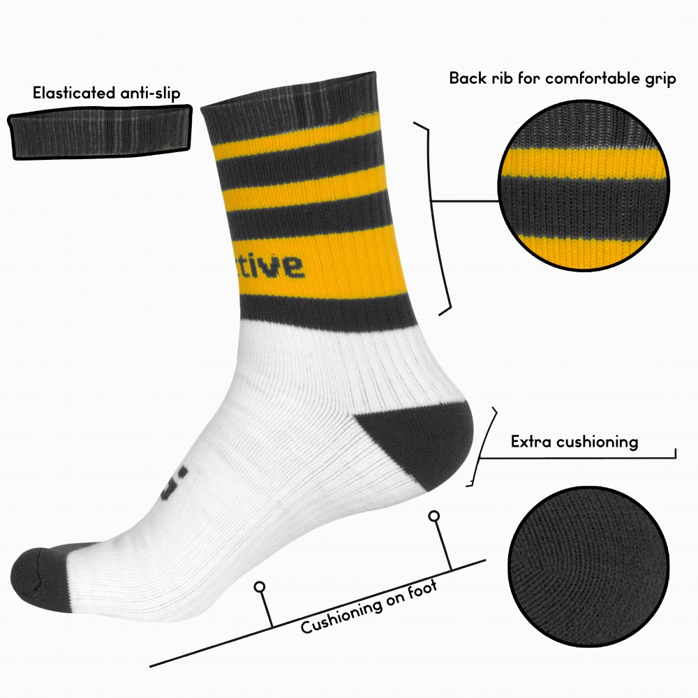 Black and Yellow GAA Mid Leg Socks
