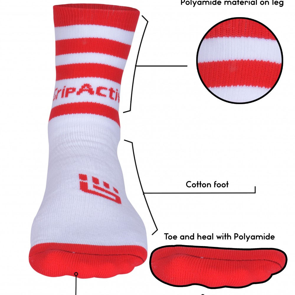 Red and White Rugby Mid Leg Socks