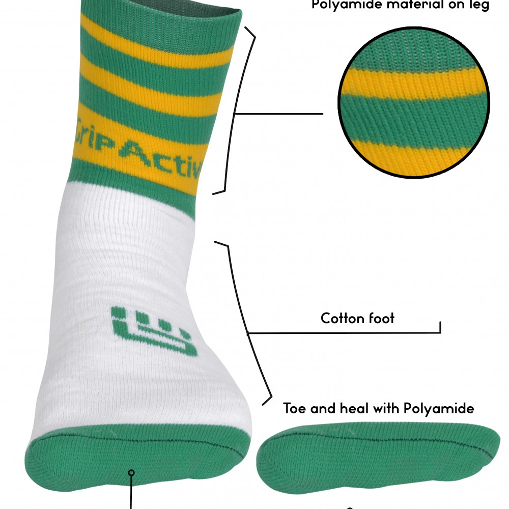 Green And Yellow Rugby Mid Leg Socks